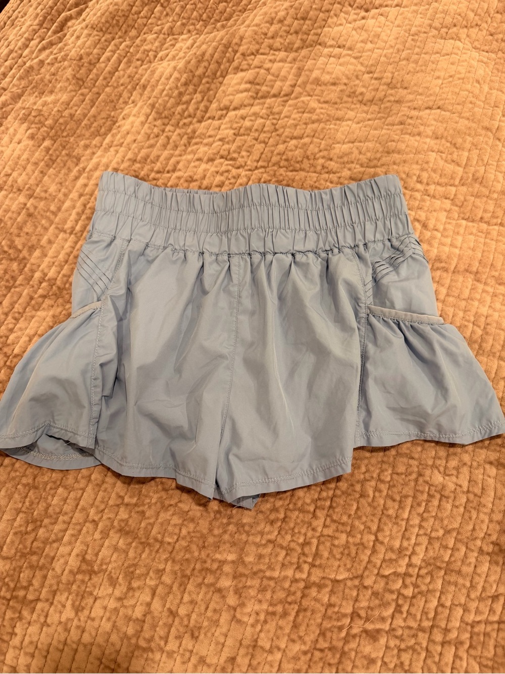 FP Movement by Free People Light Blue Athletic Smocked-Waist Shorts - Picture 2 of 3